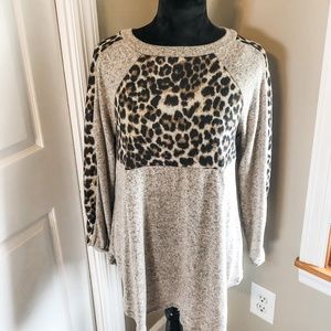 Animal Print Accent Sweater